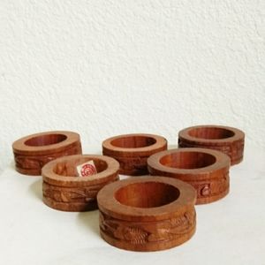 Vintage Wood Carved Boho Rustic Napkin Ring